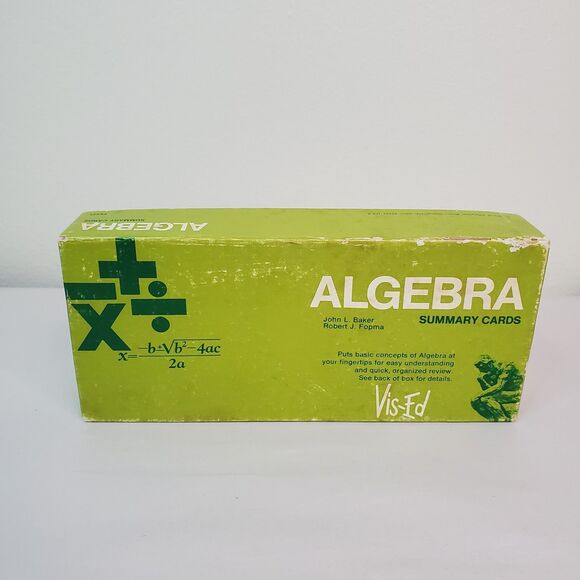 Vintage Vis-Ed Algebra Review Summary Study Flash Cards Educational Math Prep - Picture 1 of 10